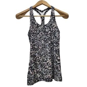 Lululemon Women's Cool Racerback II Floral Spritz Tank Top Black‎ Training Yoga